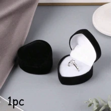 1 hộp đựng nhẫn nhung đơn, thiết kế hình trái tim màu sắc ngẫu nhiên dành cho nhẫn đính hôn/đám cưới, quà tặng ngày lễ tình nhân - Nhiều màu - Xem 9
