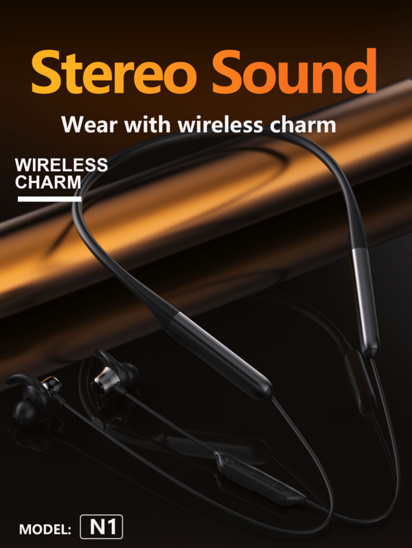 Nurati N1 BT Headphones With Mic Button-Control Sport Earbuds Intelligent Mall Magnetic On/Off, Lasting Dual-Battery Wireless Neckband Earphones