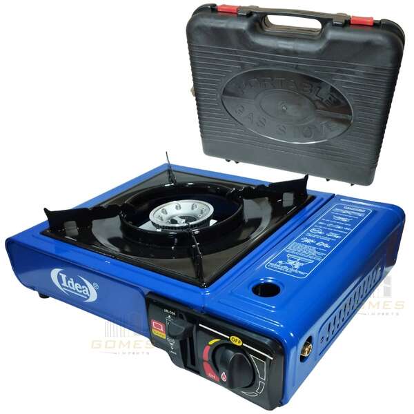 Fogão Portátil com Maleta P/ Casa Camping Pesca Praia Com Conector Botijão Externo
