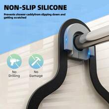1PC Over-The-Head Shower Organizer With Hooks, Shower Caddy Hanging Bathroom Organizer, Rustproof Shower Shelf For Inside Shower - No Drilling Shower Racks Over Showerhead - Bath Shower Shelves Rack For Shampoo Soap - 圓形籃款 - 查看 5