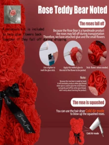 Realistic Rose Teddy Bear, Cute & Romantic Rose Teddy Bear Gift, Suitable As Birthday, Anniversary Or Valentine's Day Gift For Mom, Friends, Girlfriend, Or New Year Present - Multicolor - View 10