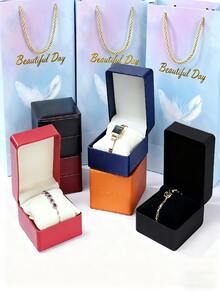 Hộp đựng đồng hồ cao cấp, Hộp đựng đồng hồ màu đen, Vòng tay nữ, Hộp đựng trang sức, Hộp đựng đồng hồ đeo tay nam, Hộp đựng đồng hồ có vỏ gối bằng da - Nhiều màu - Xem 2