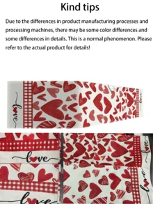 1pc Valentine's Day Linen Tablecloth, Valentine's Day Gift Red Heart Shaped Table Runner, Seasonal Indoor Kitchen Valentine's Day Decor, Suitable For Family Gatherings, Valentine's Day Theme Parties Background Decor, Dining Table Center Piece - Multicolor - View 3