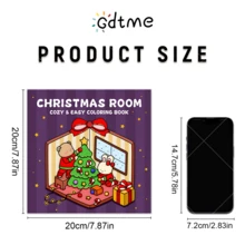 GDTME [Christmas Room] Pearlescent Thick Paper Coloring Book, 7.87 * 7.87 Inches, 24 Page Bedtime Drawing And Sleep Aid Coloring Book, With Exquisite Patterns And Clear Lines, Adult Coloring Book, Suitable For Parties, Festivals, Events, Exquisite Gifts, Birthday Gifts, Christmas Gifts