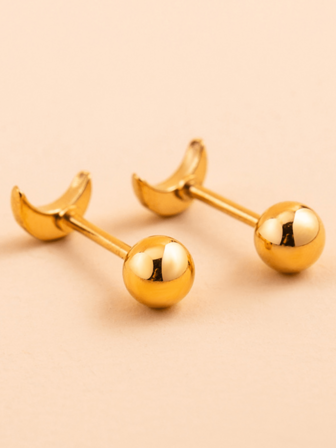 1 Adet Ay Şeklinde Delikli Küpe