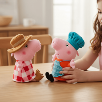  Official Licensed Peppa Pig Plush Charms – Farmer & Chef Outfit Design – Cute Cartoon Hanging Plush Pendant For Backpacks, Handbags, School Bags & Keys – Soft Stuffed Doll Keychain For Kids, Students & Teens – 15cm/5.9in Sitting Height & 19cm/7.5in Standing Height Adorable Collectible Plush Accessories – Perfect Gift For Birthday, Valentine's Day, Easter, Children's Day, Halloween, Thanksgiving, Christmas & New Year Celebration