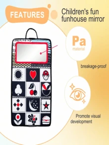 蒙特梭利启发式新生儿趴卧游戏书玩具 - 高对比度、沙沙作响、彩色布料 - 完美的婴儿地板游戏和大脑发育玩具，黑白高对比度婴儿大脑发育趴卧游戏玩具，婴儿沙沙作响玩具，蒙特梭利早期教育益智地板彩色启蒙布艺玩具 - 彩色 - 查看 9