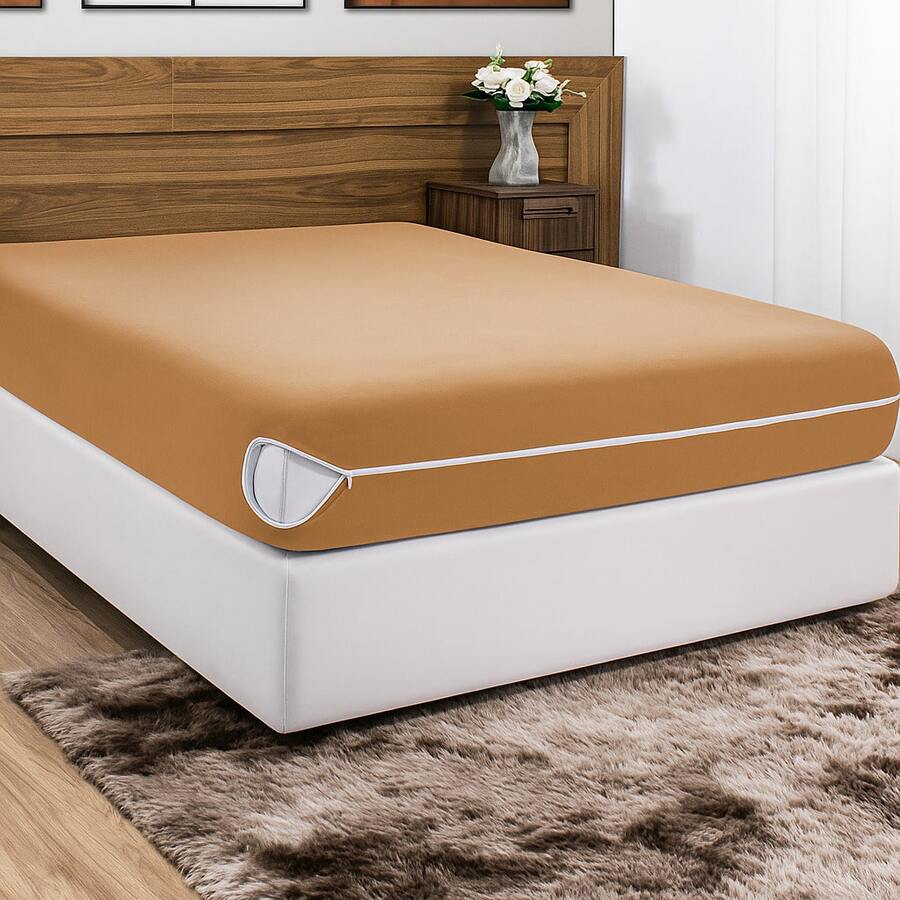 Mattress Cover With Zipper, Mesh Fabric - 米色 - 查看 1