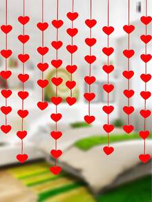 72件装 - 红色毛毡心形挂饰，婚礼窗帘装饰，心形毛毡，适用于浪漫室内婚礼、情人节装饰、家庭办公室、结婚纪念日、生日派对、家居装饰、房间装饰、墙面装饰礼品、生日毕业典礼