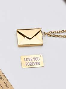 1pc Customizable Necklace,Custom Fashion Necklace,Personalized Envelope Locket Necklace With Customized Name/Message And Family/Pet/Couple Photo, Suitable For Birthday/Valentine/Anniversary - Multicolor - View 17