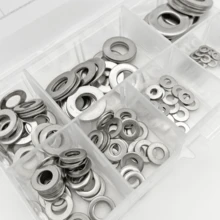 684/180pcs Stainless Steel Flat Washer Set - O-Ring Fastener Washers, Polished Surface, M2-M10 Sizes, Easy Installation, Durable, Suitable For DIY Projects/Machinery/Electronics, Great For Professionals And Hobbyists, Washers, Hardware