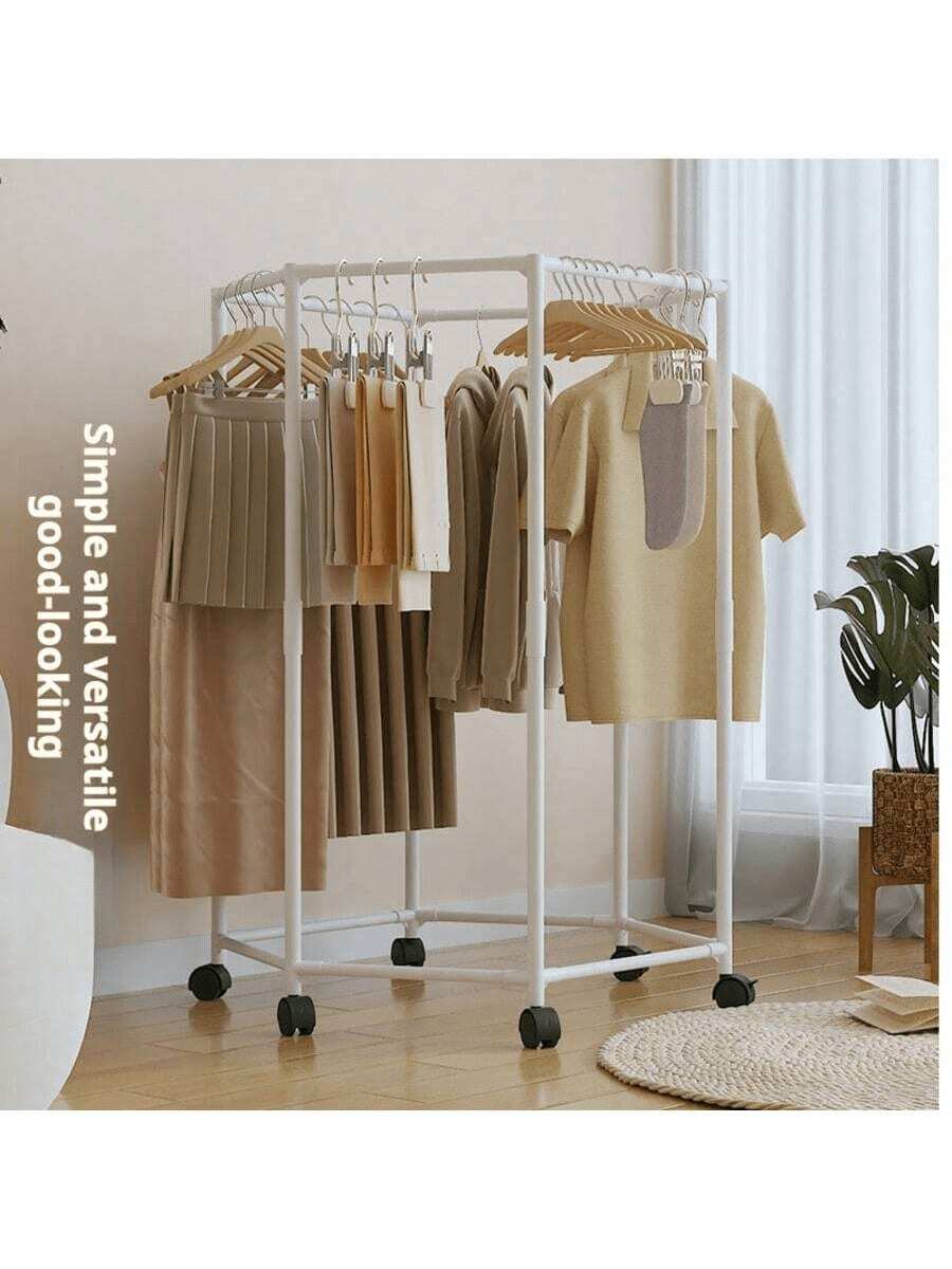 Secadora giratoria de 6 lados - Estante de almacenamiento de lavandería con ruedas de metal resistente, apto para dormitorio, dormitorio, apartamento - Secadora de ropa y estante de almacenamiento interior ahorradora de espacio, accesorio de lavandería, diseño de moda, estructura de metal resistente - Multicolor - Ver 1