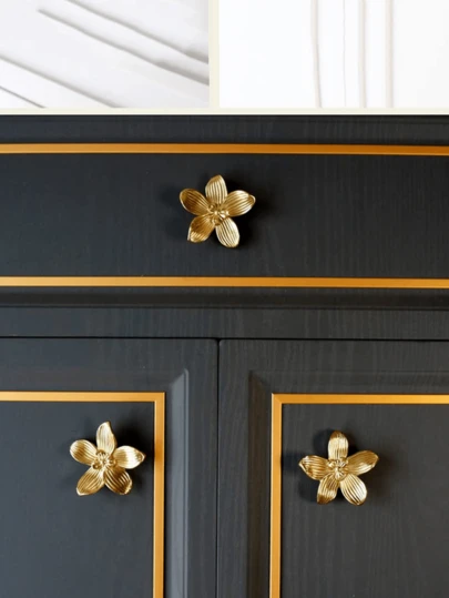 Petal Knobs Brushed Gold Cabinet Knob, Gold Flower Kitchen Cabinet Knobs, Dresser Drawers Cute Handle Hardware Door Pulls, Flower Knobs – For Furniture, Vanity
