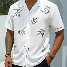 JL Men's Hawaiian Floral Beach Shirt, Short Sleeve, Button-Down, Spring And Summer - 花卉 22 - 查看 1