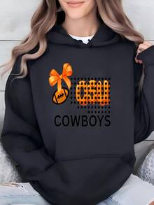 Women Osu Cowboys - Oklahoma State Football - Gildan Preshrunk Unisex Tee Hoodie - 黑色 - 查看 2