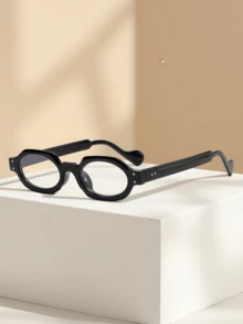 Un nuevo par de gafas ovaladas de montura pequeña, portátiles y para uso al aire libre, de estilo hongkonés, de alta gama, adecuadas para el trabajo de oficina, el uso de computadoras, teléfonos móviles y para e-sports. - transparente - Ver 12