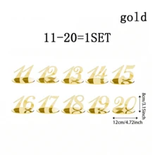 1 Set Acrylic Mirror Finish Table Numbers & Place Cards - Gold With Stand Base, Suitable For Wedding, Party, Ramadan, Valentine's Day, Birthday, Anniversary Events, Restaurant Decor - Multicolor - View 14