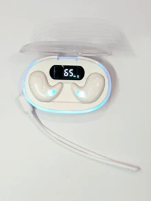 1个LED蓝牙耳机，旅行必备电池，适合健身、锻炼和睡眠音乐，轻巧隐形，万圣节和圣诞节礼物，兼容、安卓和PC，附带挂绳 - 均碼 - 查看 5