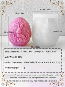New Cute Rabbit & Egg Silicone Mold | Heat Resistant & High Elasticity One-Piece Molding | Multi-Purpose Candle, Plaster, Handicraft DIY Mold Suitable For Stress Relief Toys, Party Gifts, Photography Decor, Holiday Home Decor | Easy Demold & Clean, Reusable - White - View 12