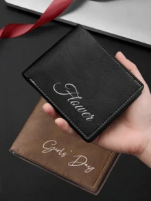 This Personalized Men's Short Solid Color Wallet Is Made Of PU Leather. The Simple Folding PU Wallet Features Multiple Card Slots And Makes It A Perfect Personalized Gift For Brothers, Fathers, And Boyfriends. It's Suitable For Anniversaries, Father's Day, Christmas, And Valentine's Day.