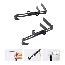 4/6个可调节圣诞袜挂钩，可伸缩壁炉挂钩，适用于长圣诞袜，无需钻孔壁挂式圣诞袜挂钩 - 黑色 - 查看 3