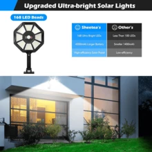 Luces solares para exteriores, luces de estacionamiento impermeables, con sensores de movimiento, adecuadas para patios, jardines, alumbrado público, iluminación de calles residenciales, con control remoto, aptas para estacionamiento al aire libre. - Negro - Ver 9