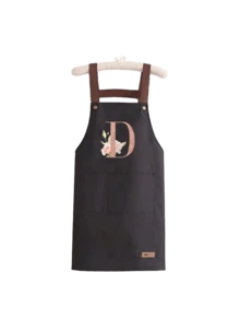 A-Z Letter Printed Apron With Large Pocket, Waterproof, Stain-Resistant, Oil-Proof. This Is A Kitchen Work Apron With Adjustable Neck And Waist, Suitable For Cooking And Grilling. Unisex, Perfect Gift For Christmas And Thanksgiving. - Multicolor - View 20