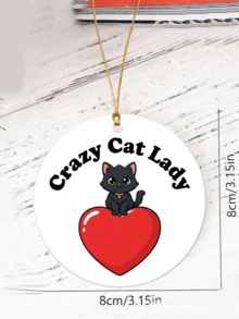 1个8厘米浪漫猫咪亚克力吊坠，UV印刷，独特的猫咪爱好者节日吊坠，后视镜吊坠，家具装饰，节日礼物，各种纪念礼物，情人节礼物，经久耐用的装饰品 - 彩色 - 查看 8