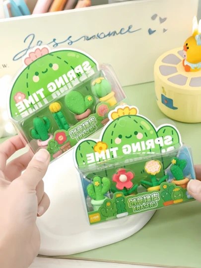 创意可拆卸橡皮擦，造型为多肉植物盆栽——学生文具及小礼物