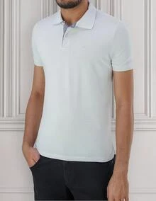 Ogochi Men's Basic Plain Polo Shirt With Logo, No Pocket, Original - White - View 1