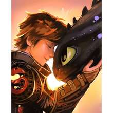 nerd hunters PINTURA POR NÚMEROS Joven héroe y dragón Pinturas 40x50 cm - Unitalla - Ver 2