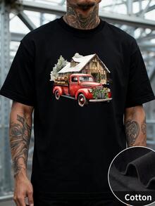 Divertida Camiseta de Manga Corta para Hombre con Estampado de Tres Duendecillos Navideños con Luces, Diseño Suelto, Ideal para Navidad, Uso Cotidiano, 220 g 100 % algodón, Suave y Transpirable, Ítem Popular - Negro - Ver 7