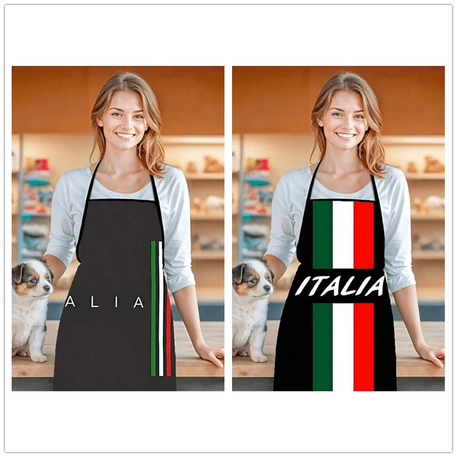 一件意大利时尚围裙，涤纶面料，适用于绘画、手工、烹饪、烘焙、园艺、厨房、用餐、家居装饰、节日礼物