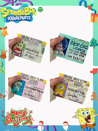 SPONGEBOB 1个海绵宝宝派大星驾驶证套，二合一车辆登记证/机动车驾驶证簿，真皮材质，外观高档，是与好友欢聚的最佳节日派对装饰，也是完美的派对装饰品和家居摆件。