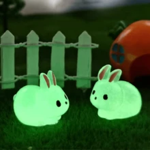 30pcs Glow-In-The-Dark Small Animal Figurines, Glow-In-The-Dark Rabbit, 3D DIY Decor Accessories For Micro Landscape Desktop Mini Ornaments, Small Rabbits - Multicolor - View 6
