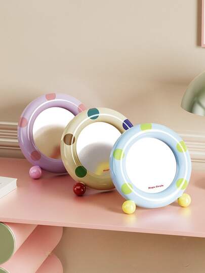 Dopamine Mirror - Aesthetic Desktop Standable Makeup Mirror With Colorful Design, Portable Vanity Mirror For Dorm, Kids Room Decor & Gift Idea.