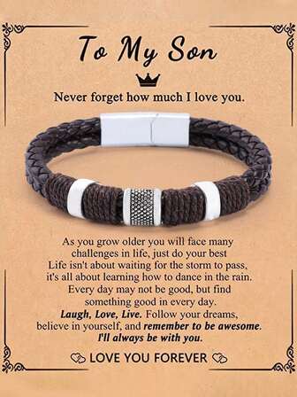 1 pieza Pulsera con cita inspiradora de amor grabada, regalo para hijo de mamá, cumpleaños, graduación, Acción de Gracias, Navidad