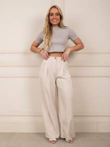 Vicio Fatal Calça Feminina de Alfaiataria com Botão - OffWhite - Visão 10