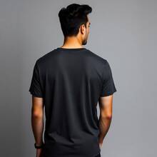 Comfortable Minimalist Printed T-Shirt - Lead Gray - View 2