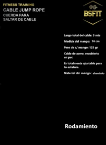 BSFIT Corda de Pular | Corda Profissional para Fitness e Boxe | Corda de Pular em PVC, Treinamento de Velocidade e Corda de Boxe em Silicone | Durável e Leve com Alta Adaptabilidade. - Preto - Ver 4