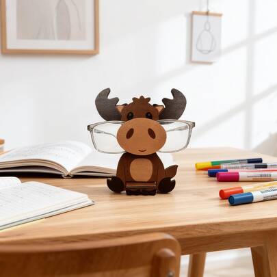 1 Giá đỡ kính mắt hình hươu bằng gỗ - Hộp trưng bày kính mắt hình động vật đáng yêu, Hộp đựng kính mắt bằng gỗ in hình sáng tạo, hoàn hảo để trang trí bàn làm việc tại nhà và văn phòng, Giá đỡ kính mắt trang trí độc đáo, Món quà lý tưởng cho Giáng sinh, sinh nhật, tiệc tùng, Giá trưng bày kính mắt hình động vật quyến rũ cho phòng ngủ và phòng khách, Giá đỡ kính mắt hình hươu bằng gỗ dễ thương, Giá đỡ kính mắt bằng gỗ thủ công cao cấp.