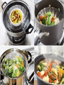 9'' Vaporera Verduras Vaporizador Cesta Plegable Color Gris Frecuencia 9 INCHES - Plateado - Ver 7