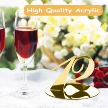 1 Set Acrylic Mirror Finish Table Numbers & Place Cards - Gold With Stand Base, Suitable For Wedding, Party, Ramadan, Valentine's Day, Birthday, Anniversary Events, Restaurant Decor - Multicolor - View 5
