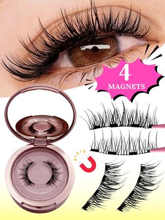 Waloshow 3 Pairs/Set CC Curl Eyelashes Natural Look, Reusable Magnetic Eyelashes With Professional Applicator, No Glue Needed Magnetic Eyelashes Magnetic Lashes Kit, Easy To Wear And Remove,Natural Looking, 3D Natural Spiky Manga Lashes Fluffy Wispy Soft Lashes