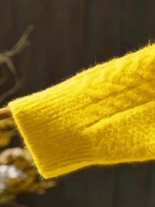 Plus Size Women Cardigan, Solid Color Elegant Mature Intellectual Elegant Ladies Outwear, Long Sleeve Versatile Plus Size Women Knit Sweater - Yellow - View 2