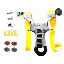 Tirachinas de francotirador 98k de metal con funciones de mira horizontal y luz roja, para práctica de caza y tiro al aire libre, juguete portátil,Incluye 1 lanzacohetes de acero inoxidable, 5 pares de correas, 200 proyectiles metálicos, 600 proyectiles de barro y 1 mira láser - Gris - Ver 3