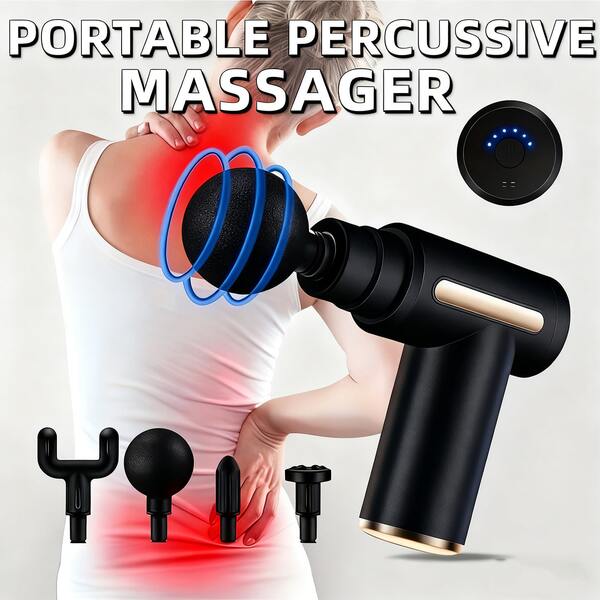 High-Power Muscle Relaxer - Rechargeable Deep Tissue Massage Gun With 4 Heads For Full Body Relief, Ultimate Muscle Recovery Tool, Plastic Family-Grade, USB Charged