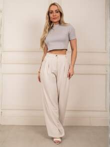 Vicio Fatal Calça Feminina de Alfaiataria com Botão - OffWhite - Visão 7