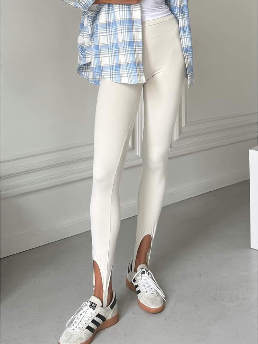 Y2K Stirrup Leggings For Women High Waist Stretchy Yoga Pants Comfy Dance Gym Workout Tights Stirrup Pants Streetwear - 白色 - 查看 1