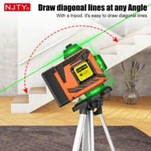 NJTY 1pc Mini Laser Level, 16 Lines 4D Level, Self-Leveling 360° Horizontal And Vertical Cross Green Laser Level For Construction, Home, DIY Woodworking - Orange - View 10